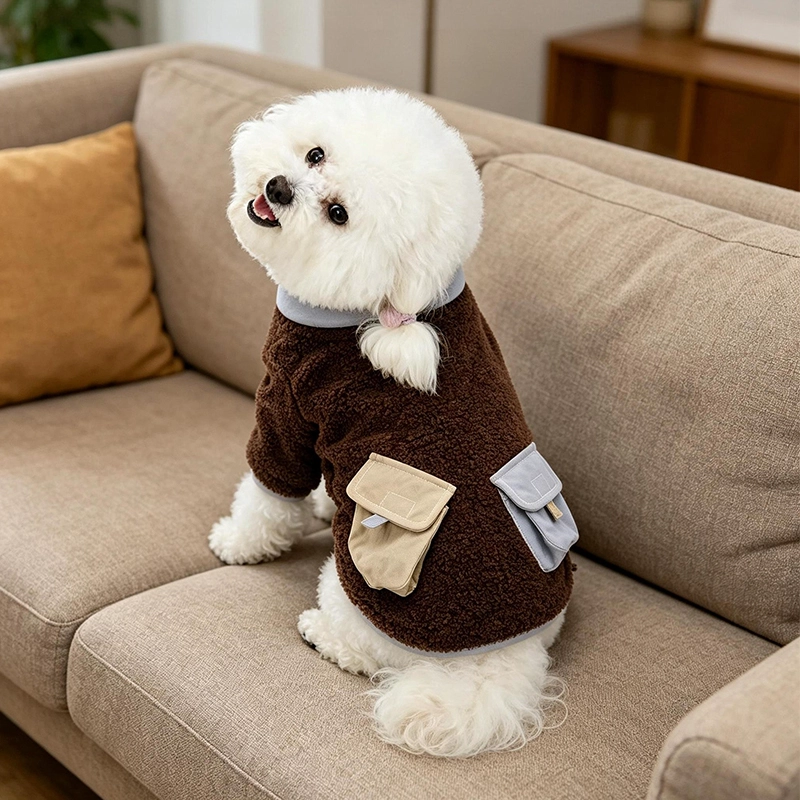 Doglemi Luxury Style Soft Skin-Friendly Vintage Style Dog Jackets Winter Pet Clothes Dog Coat with Pocket for Outdoor Walking
