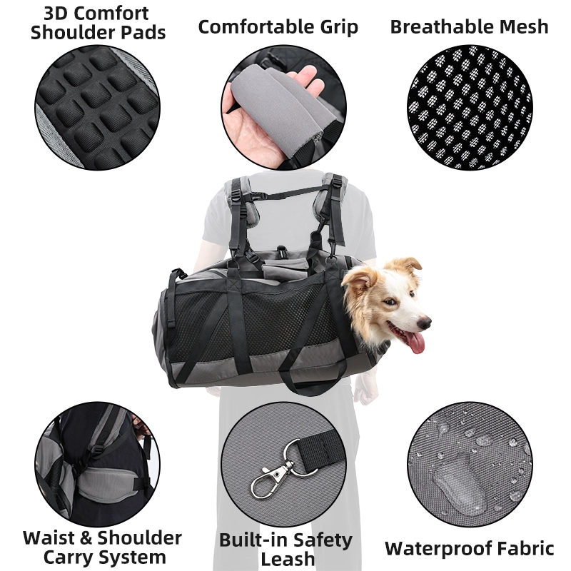Multifunktionale Tragetasche für Hundezubehör, bequemer und wirbelsäulenstützender Rucksack mit großem Fassungsvermögen für den Transport großer Hunde