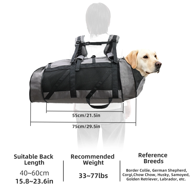 Multifunktionale Tragetasche für Hundezubehör, bequemer und wirbelsäulenstützender Rucksack mit großem Fassungsvermögen für den Transport großer Hunde