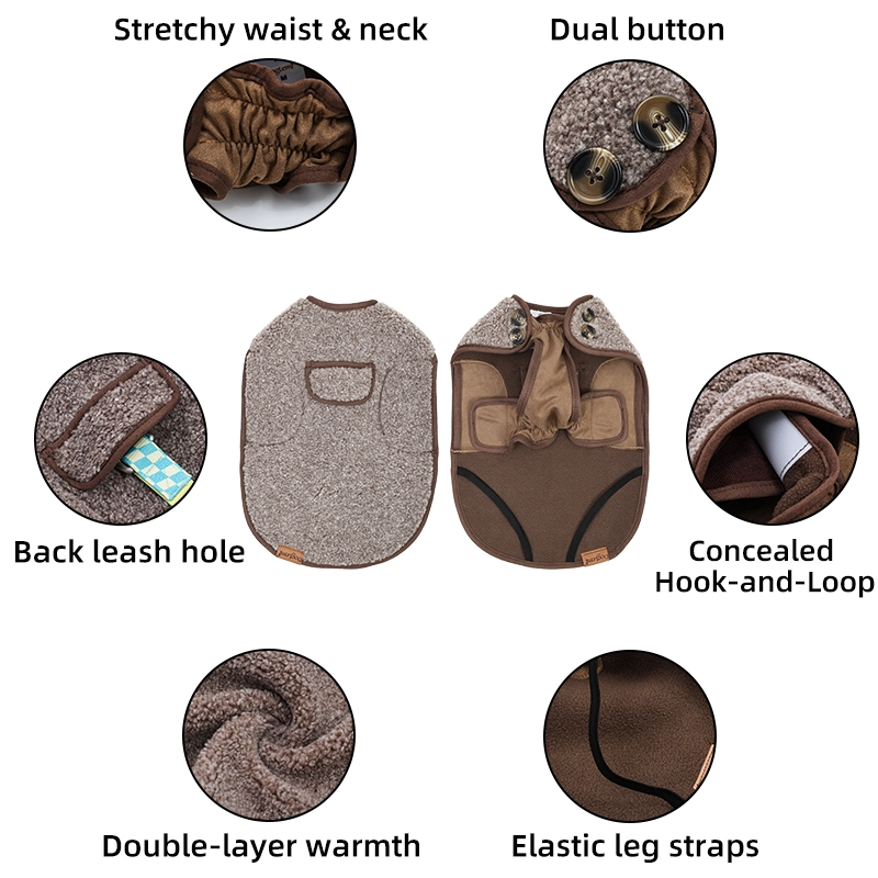 Doglemi Verdickte tägliche Freizeitkleidung für Hunde, Winterjacke, Haustierkleidung, Hersteller, französischer Stil, Hundeweste, Kleidung für Dackel