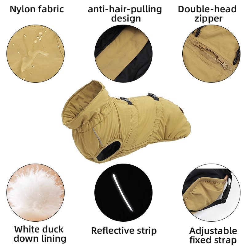 Style de luxe, ajustement confortable, facile à mettre et à enlever, manteau imperméable en nylon Ripstop pour chien pour la marche en plein air.