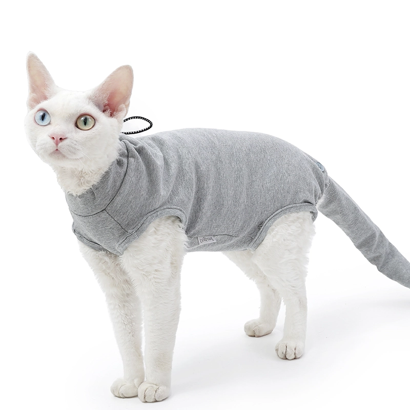 Escote ajustable y puño trasero de tela suave directo de fábrica para traje de recuperación de gato transpirable y de ajuste personalizado