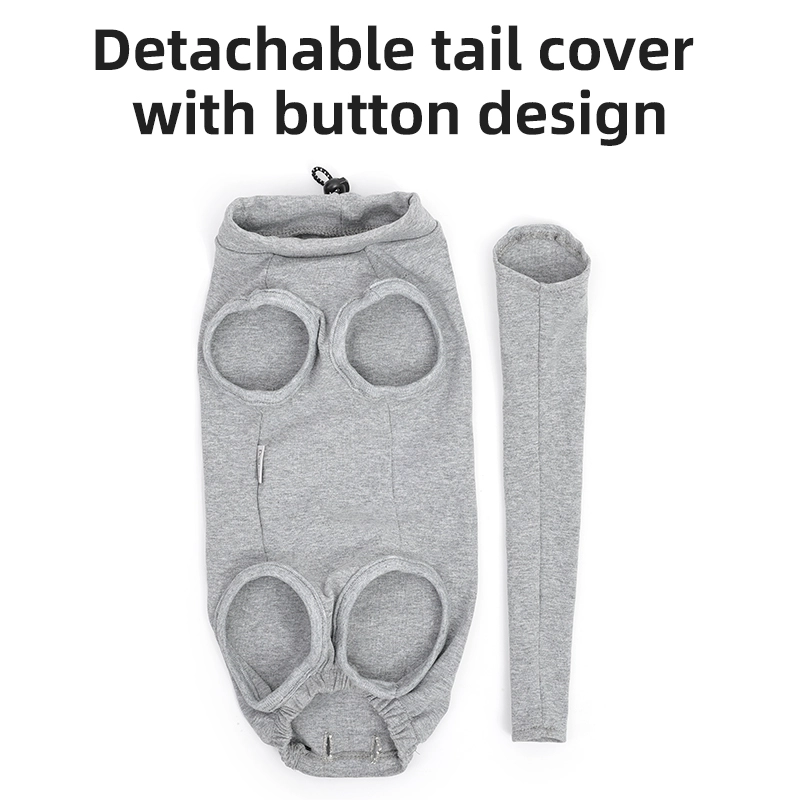 Escote ajustable y puño trasero de tela suave directo de fábrica para traje de recuperación de gato transpirable y de ajuste personalizado