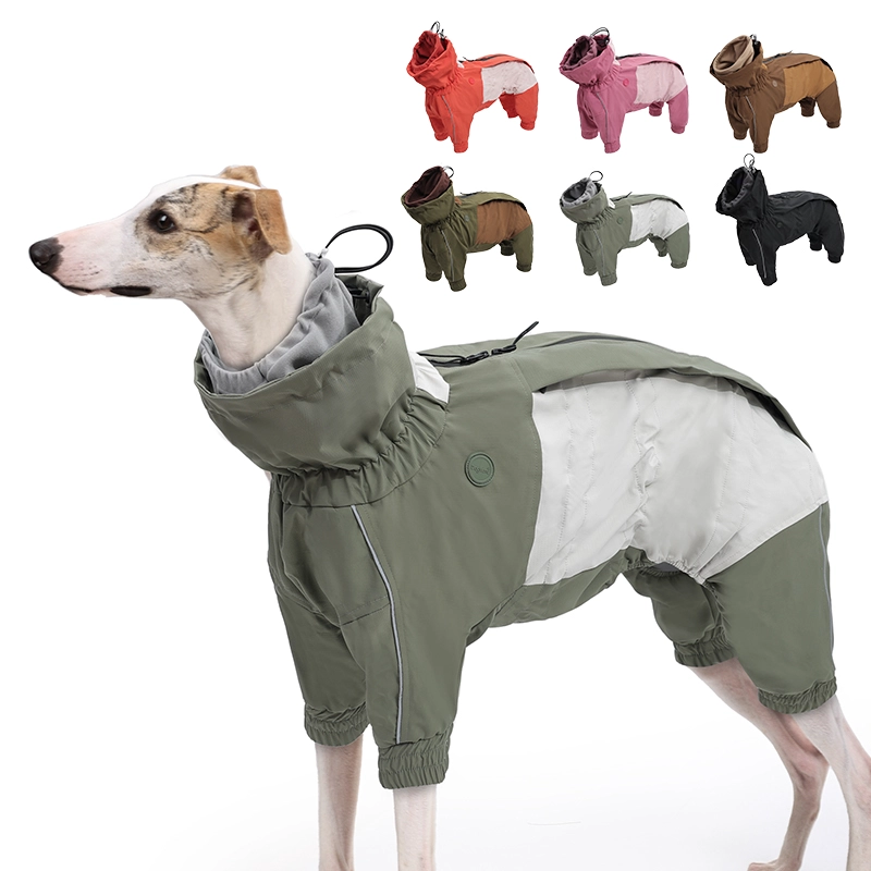 Vêtements d'hiver pour chiens, tissu Composite à trois couches avec Logo personnalisé, hydrofuge de qualité supérieure, collier réglable à Double couche