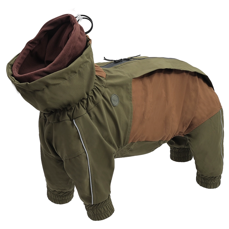 Vêtements d'hiver pour chiens, tissu Composite à trois couches avec Logo personnalisé, hydrofuge de qualité supérieure, collier réglable à Double couche