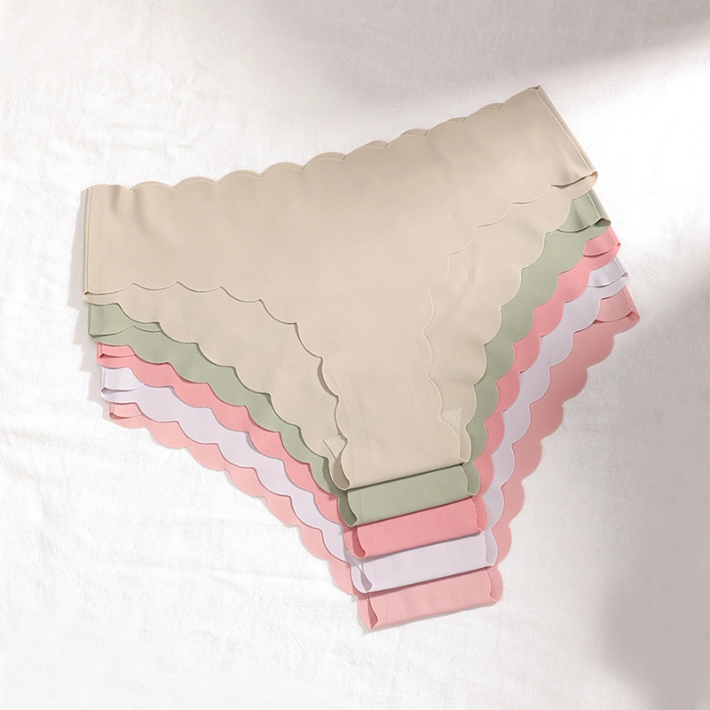 S-SHAPER Seamless Ice Silk Underwears Middle Waisted Wavy Shape Breathable Panties Factory