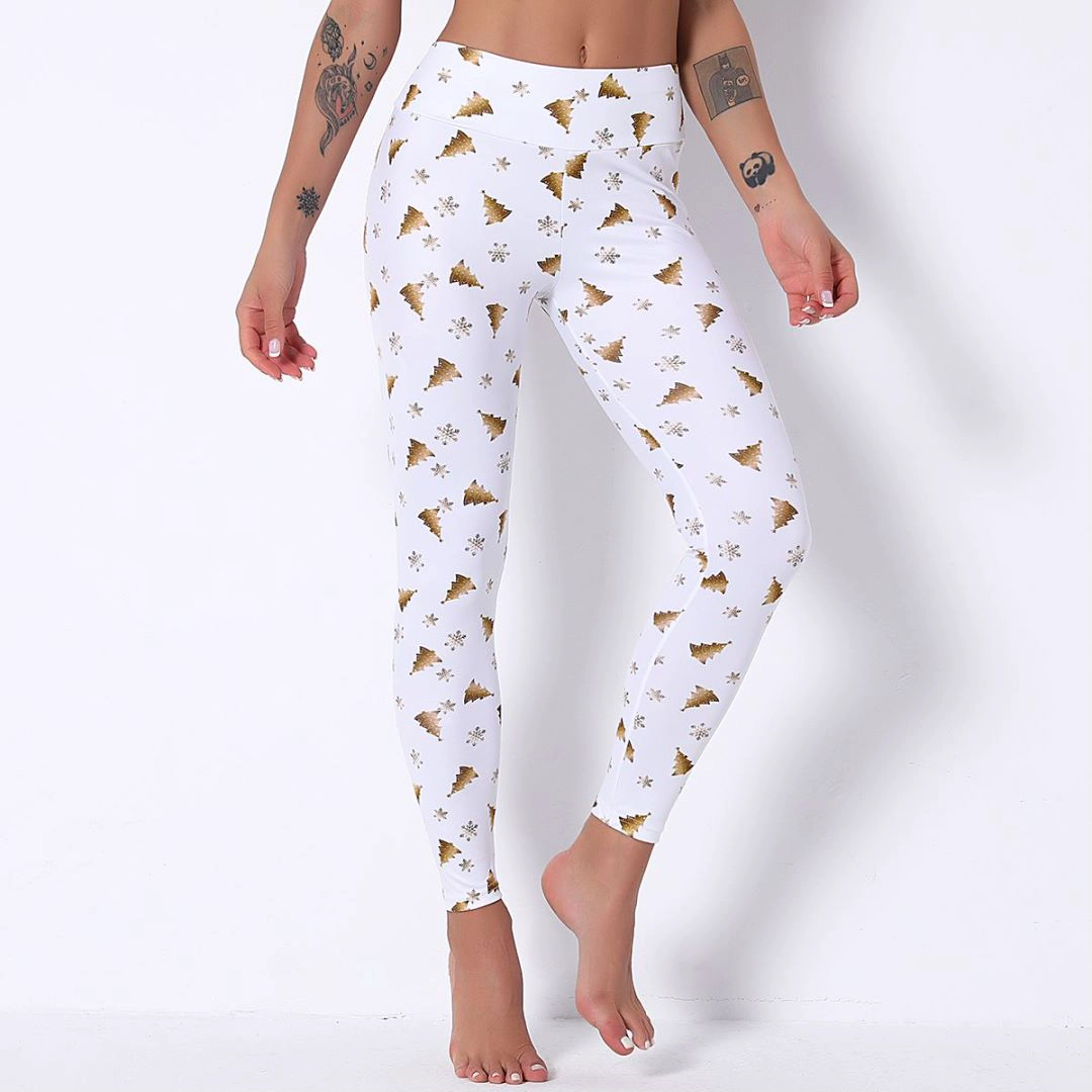 S-SHAPER Produttore di leggings da yoga senza cuciture per donne di Natale che eseguono pantaloni da allenamento a vita alta