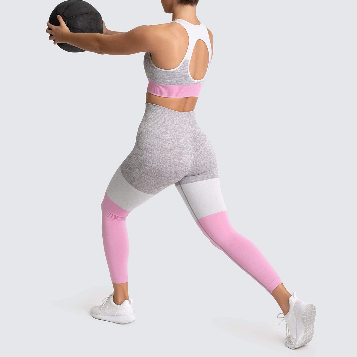 S-SHAPER Set da allenamento per donna 2 pezzi Abiti da allenamento Sport senza cuciture Vita alta Yoga Leggings da palestra Senza maniche Crop Top Activewear