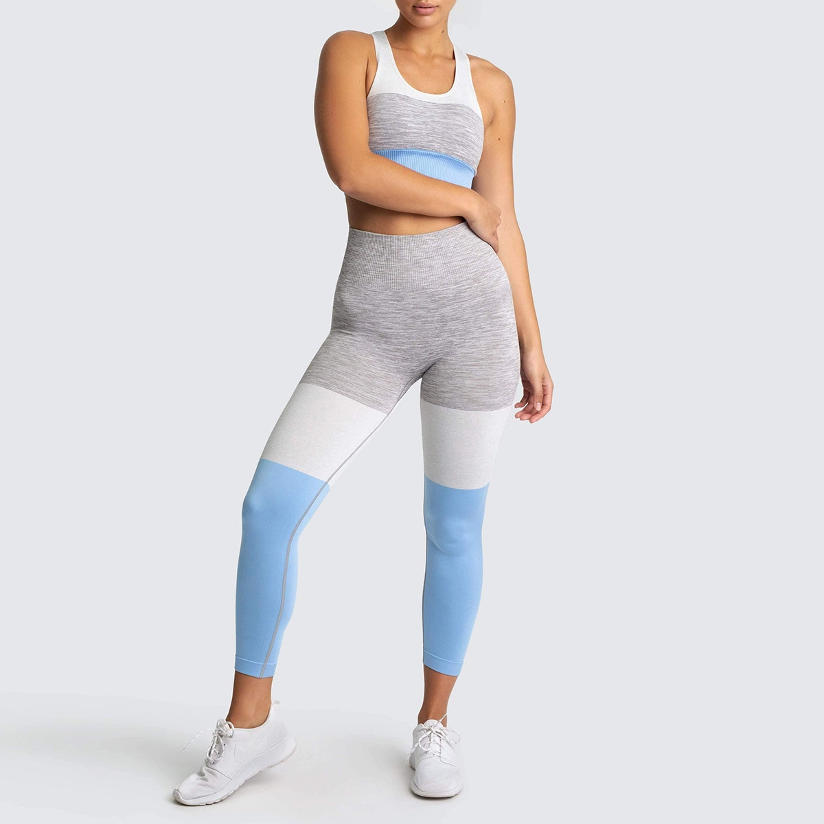 S-SHAPER Set da allenamento per donna 2 pezzi Abiti da allenamento Sport senza cuciture Vita alta Yoga Leggings da palestra Senza maniche Crop Top Activewear