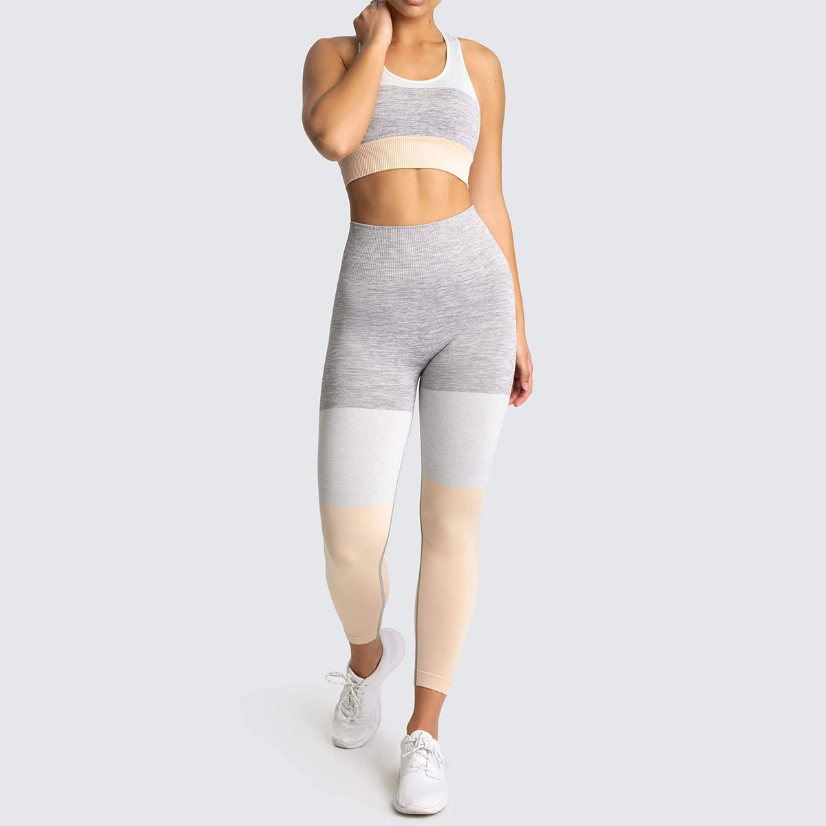 S-SHAPER Set da allenamento per donna 2 pezzi Abiti da allenamento Sport senza cuciture Vita alta Yoga Leggings da palestra Senza maniche Crop Top Activewear