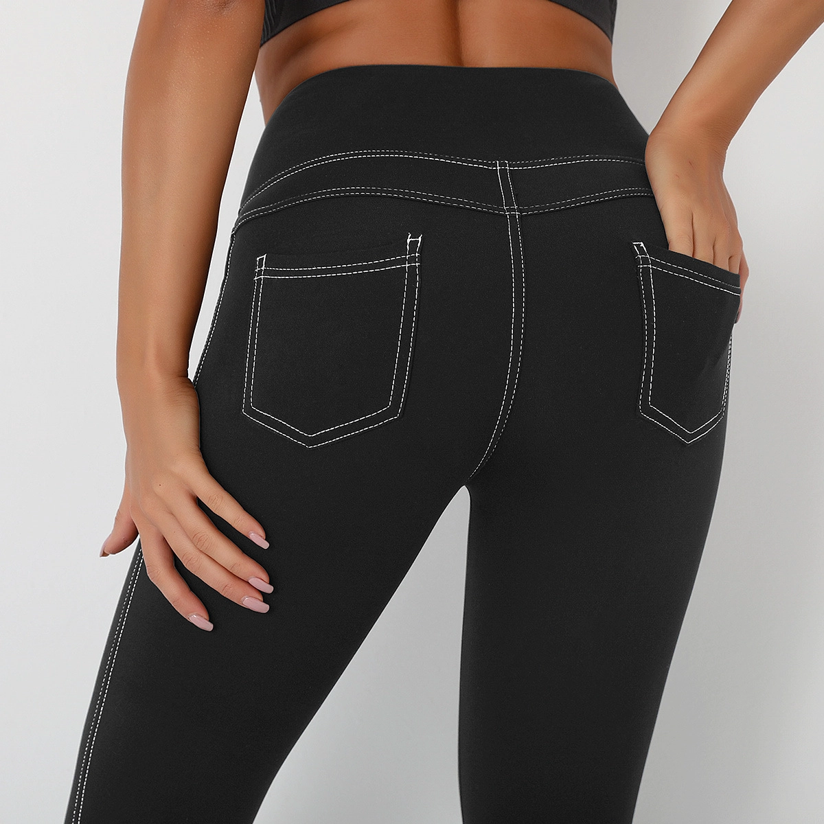 S-SHAPER Seamless High Waist Imitate Jeans Print Leggings Push Up Fashion Pants for Women Athleisure Nudity Fitness Yoga Leggings With pockets