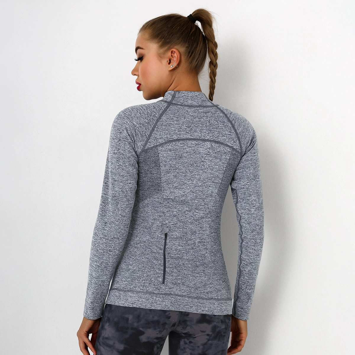 S-SHAPER Women's Sexy Fitness Active Sports Workout Zip Up Long Sleeve Sweetshirt Athletic Yoga Crop Top Wholesales