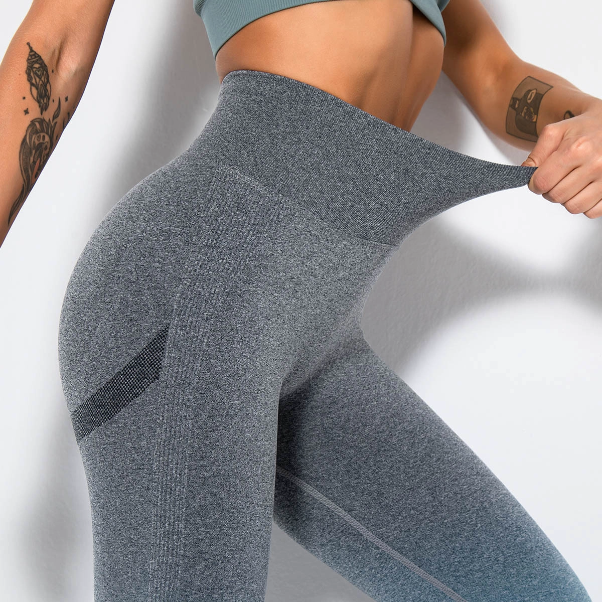 S-SHAPER Seamless Gradient Color Hanging Dye Cropped Yoga Pants Wholesales High Waist Sexy Peach Hip Workout Tights Butt Lift Quick drying Sportswear