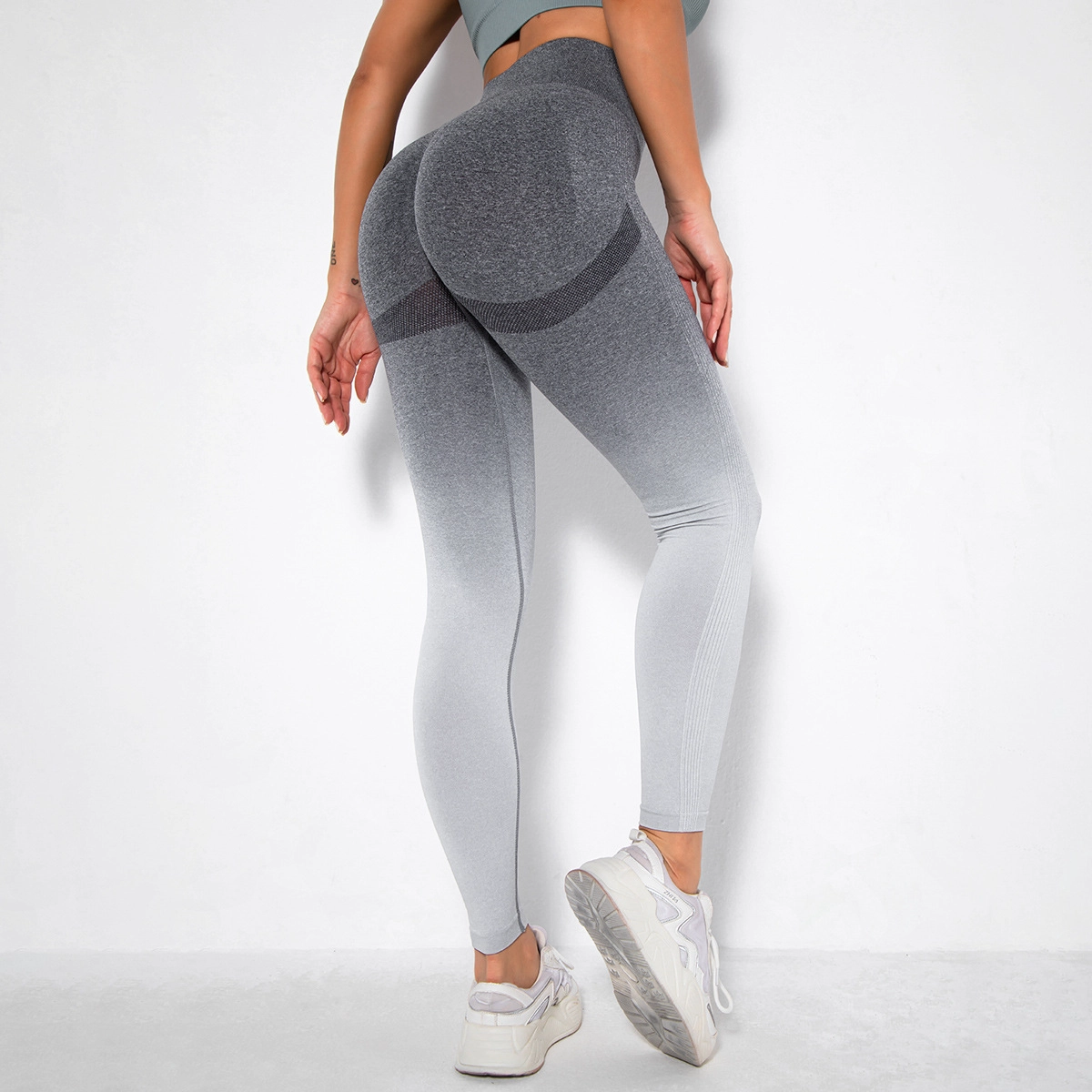 S-SHAPER Seamless Gradient Color Hanging Dye Cropped Yoga Pants Wholesales High Waist Sexy Peach Hip Workout Tights Butt Lift Quick drying Sportswear