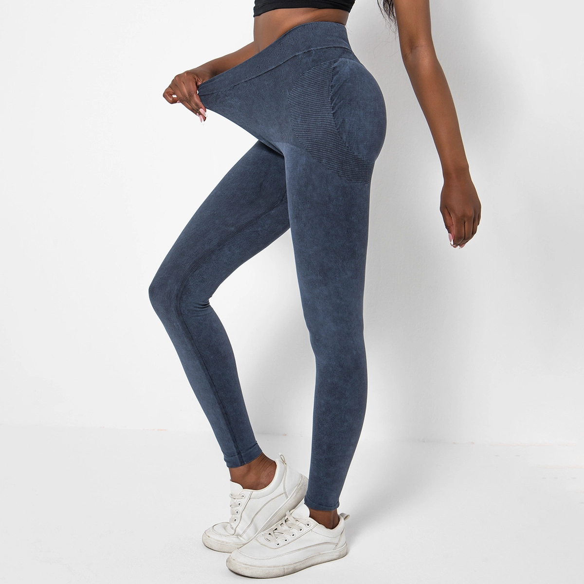 S-SHAPER Pinggang Tinggi Seamless Jeans Tiru Cetak Pembekal Tekan Ke Atas Fesyen Seluar Senaman untuk Wanita Cepat kering Athleisure