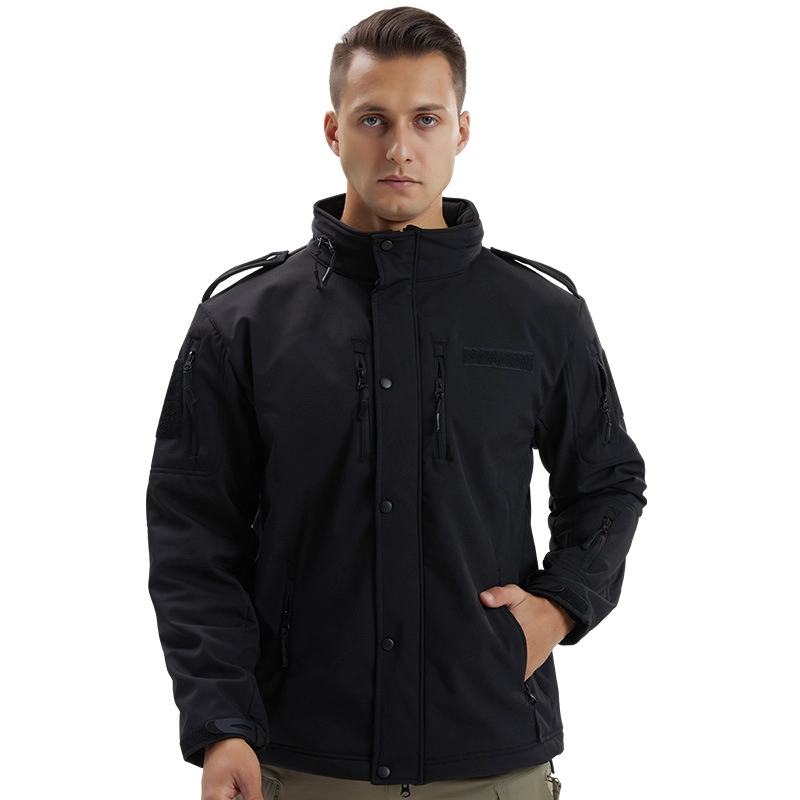 S-SHAPER Men Waterproof Compression Coat Soft Shell Jacket With Hooded Warm Polar Fleece Outdoor Jacket Manufacturer