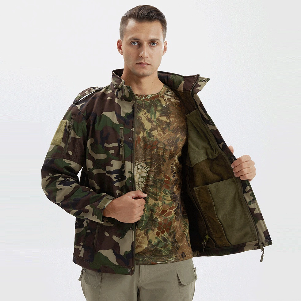 S-SHAPER Men Waterproof Compression Coat Soft Shell Jacket With Hooded Warm Polar Fleece Outdoor Jacket Manufacturer