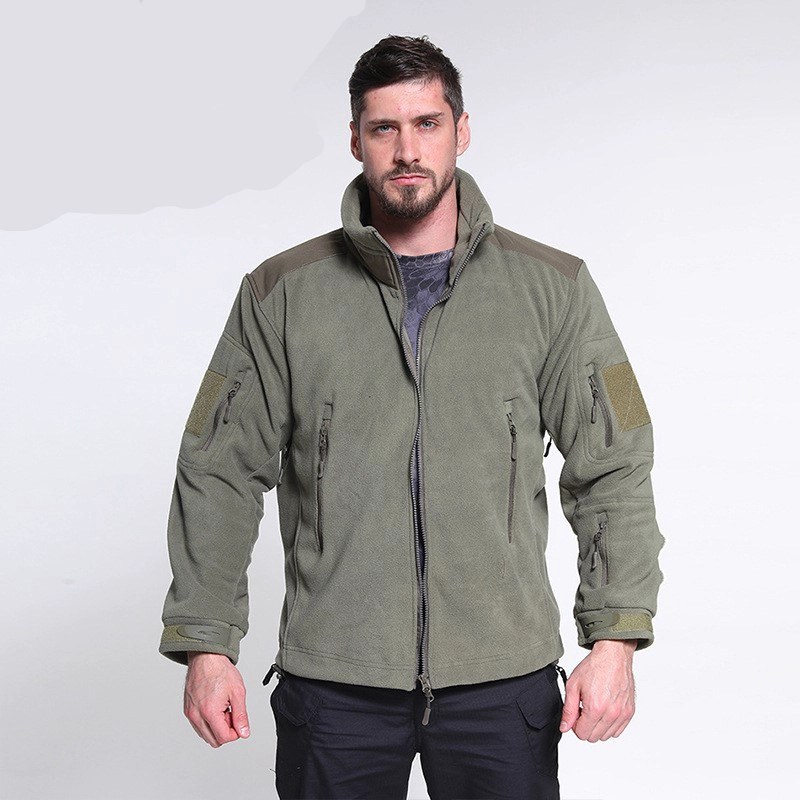 S-SHAPER เสื้อแจ็คเก็ตกีฬาผู้ชายมีฮู้ด Winter Polar Fleece Hiking Hunting Coats Multi Pockets With Zip