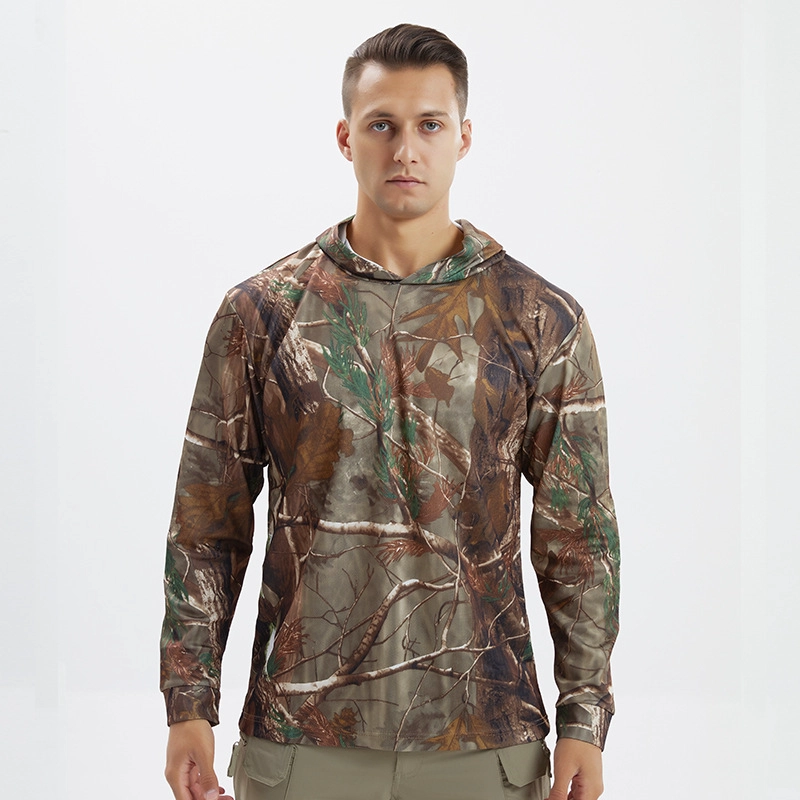 S-SHAPER Men Hunting Sun Shirts Manufacturer Long Sleeve Shirts With Hoodie Lightweight Hiking Running Outdoor Shirts