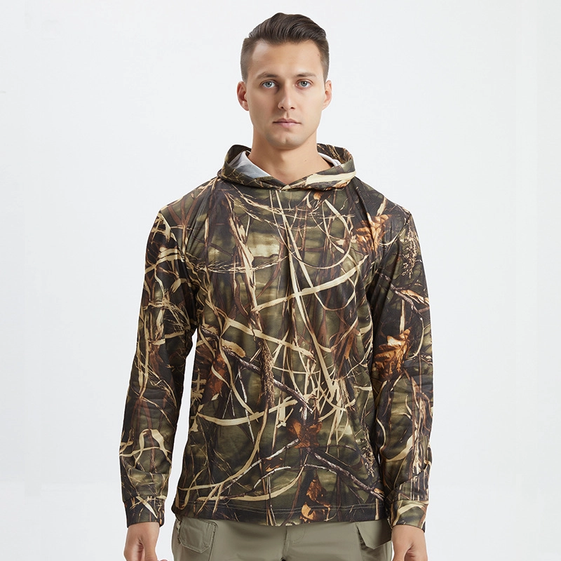S-SHAPER Men Hunting Sun Shirts Manufacturer Long Sleeve Shirts With Hoodie Lightweight Hiking Running Outdoor Shirts