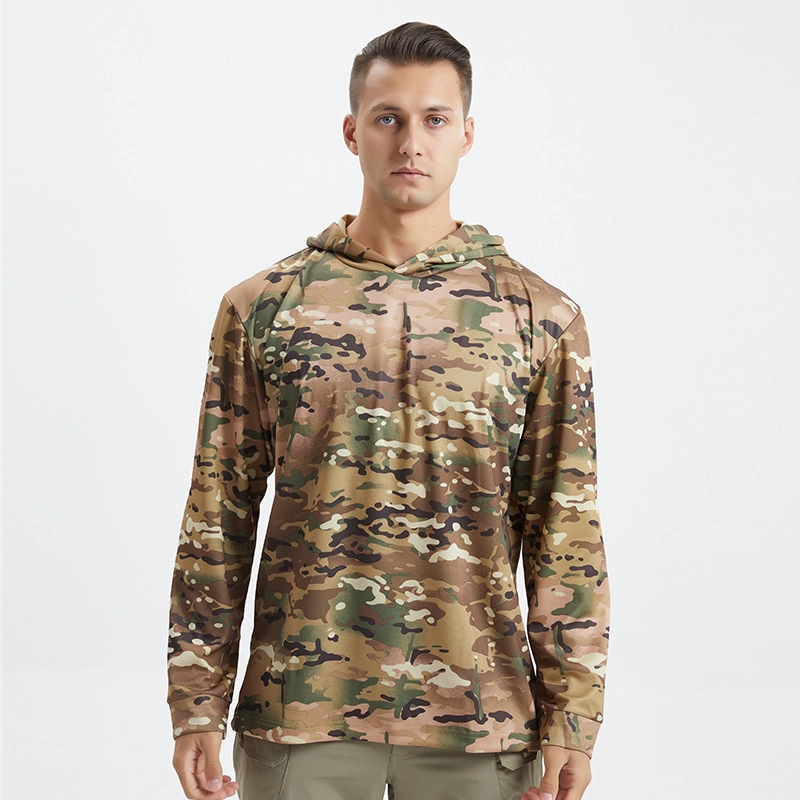 S-SHAPER Men Hunting Sun Shirts Manufacturer Long Sleeve Shirts With Hoodie Lightweight Hiking Running Outdoor Shirts