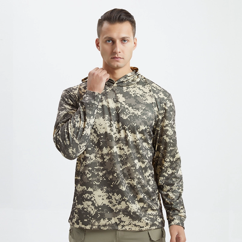 S-SHAPER Men Hunting Sun Shirts Manufacturer Long Sleeve Shirts With Hoodie Lightweight Hiking Running Outdoor Shirts