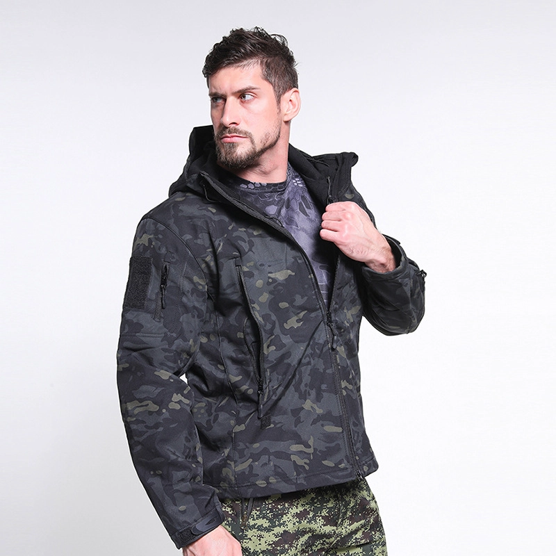 S-SHAPER Men's Outdoor Tactical Jackets Waterproof Fleece Hoodie Full Zip up Jackets Coats Polar Fleece Jacket