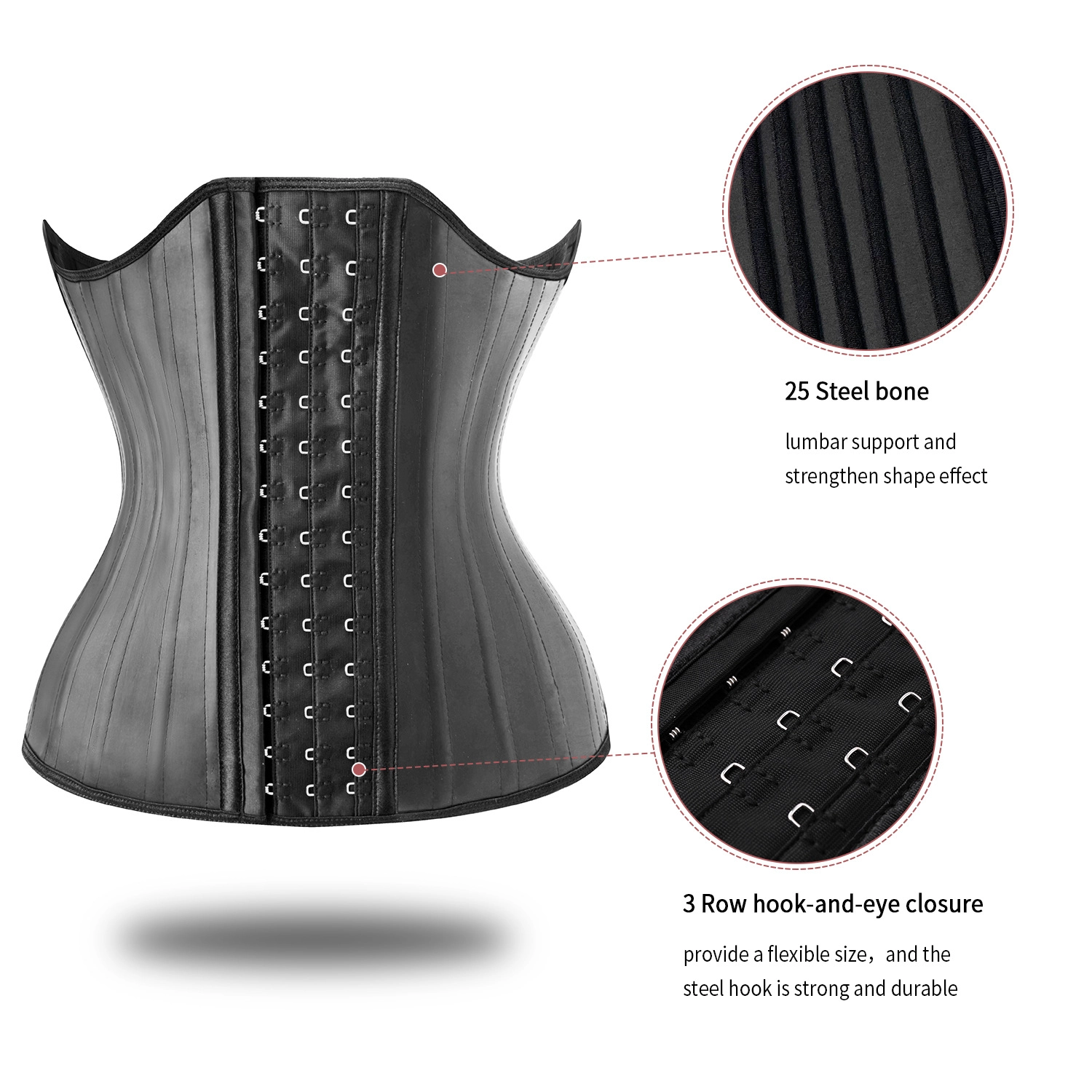 S-SHAPER Frauen Enge Body Shaper Latex mit 25 Knochen Taillentrainer im Angebot
