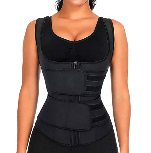 S-SHAPER Mujeres Látex 9 Huesos con cinturón doble Cintura Entrenador Cintura Cincher Fabricantes