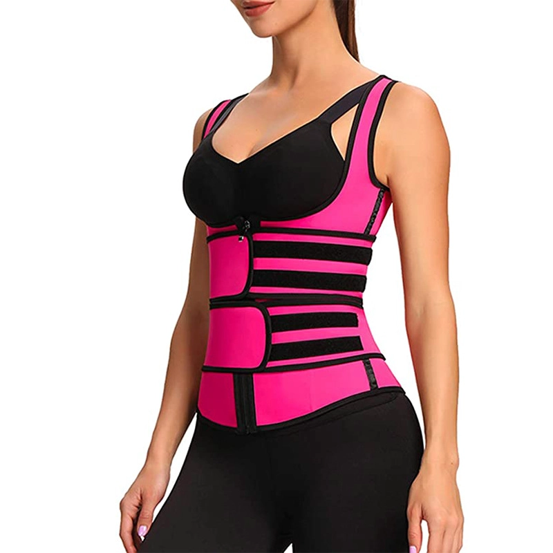 S-SHAPER Mujeres Látex 9 Huesos con cinturón doble Cintura Entrenador Cintura Cincher Fabricantes