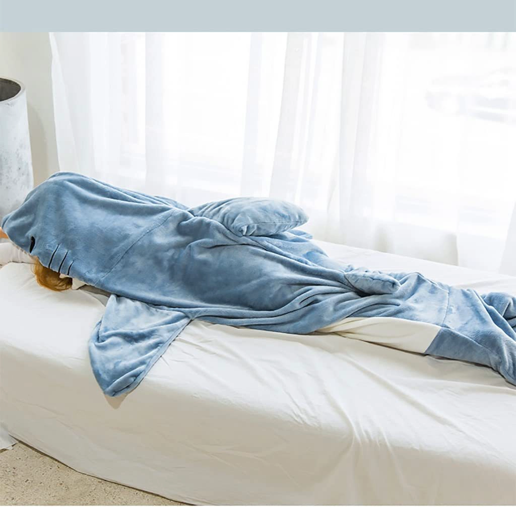 Shark Wearable Flannel Blanket Animal Hoodie Blanket Sleeping Bag - COPY - bsrotq