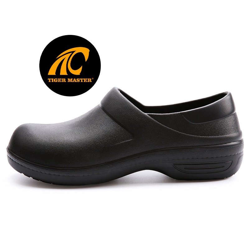 porcelana TM3129 zapatos antideslizantes impermeables para chef de cocina EVA para restaurante, color negro fabricante TM3129 zapatos antideslizantes impermeables para chef de cocina EVA para restaurante, color negro