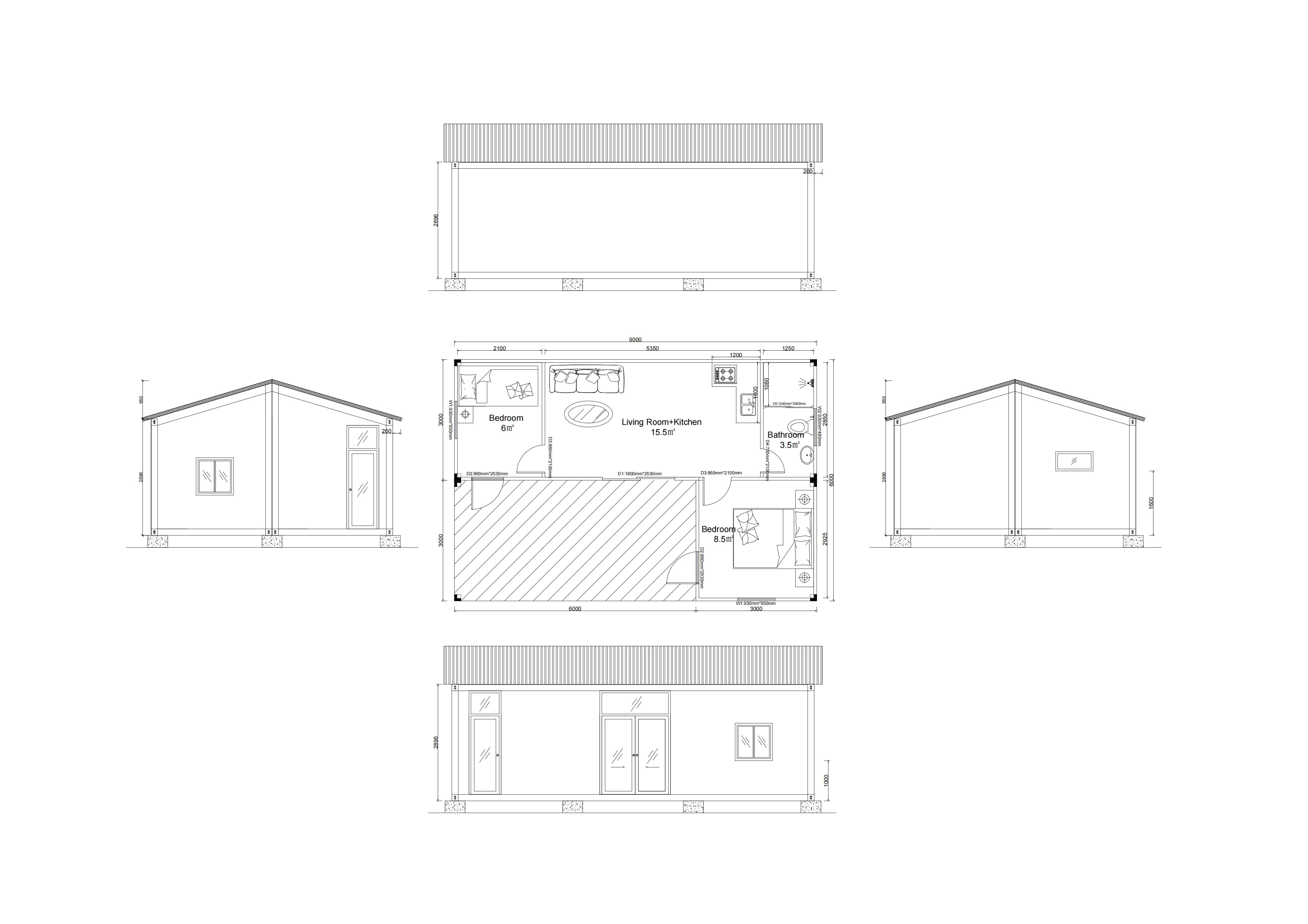 2 bedrooms cheap container design