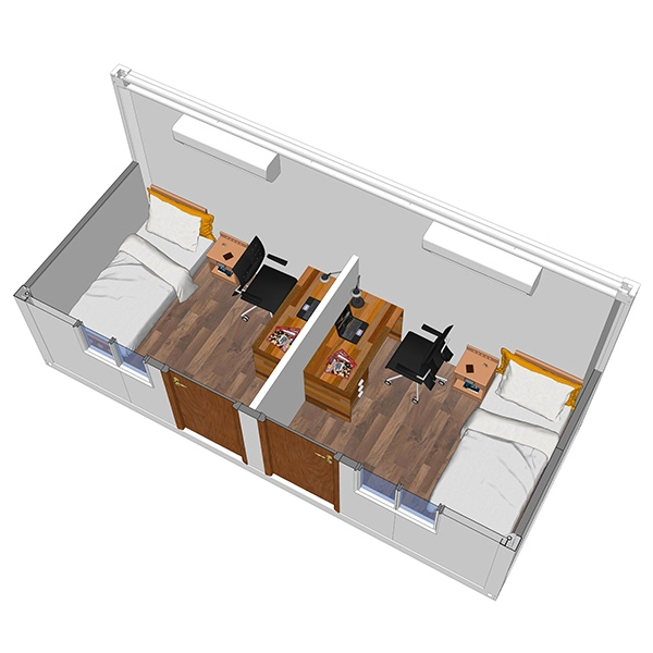 Type B en-suite bathroom double dorm container house interior layout