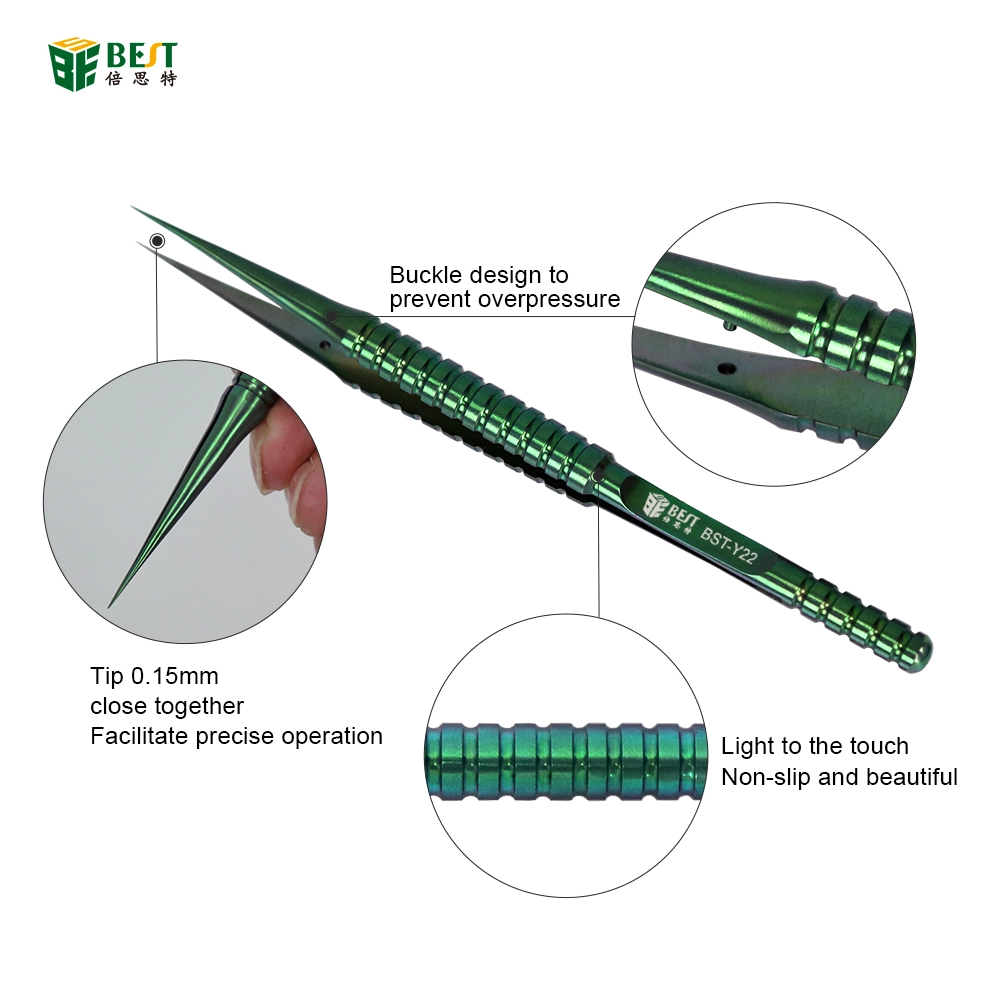 BST-Y22 Handyreparaturpinzette für Fingerabdrücke mit fliegendem Draht Titanlegierung Handyreparaturpinzette Präzisionspinzette für Fingerabdrücke mit fliegendem Draht gerade Spitze handpolierte superharte Spezialspitze