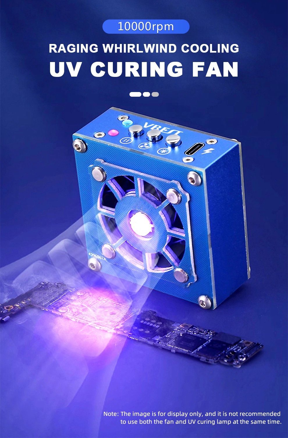 UV Curing Fan with 5w UV Curing lamp, 10000rpm Fan and 1200mAH Battery, BestTool, VBEST, VBST-491