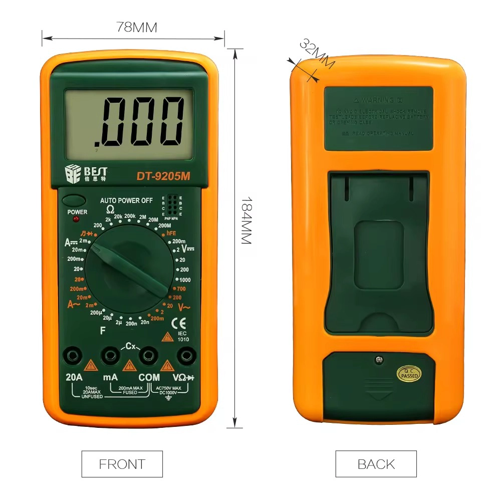 Fabbrica cinese di multimetri digitali portatili, produttore di multimetri standard con schermo LCD, fornitore di multimetri all'ingrosso, miglior strumento BST-9205M
