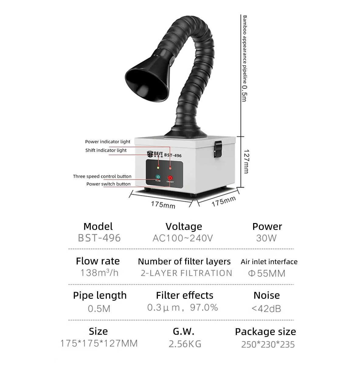 FUME Extractor China Factory、Smoke Absoberber Manufacturer、BST-496