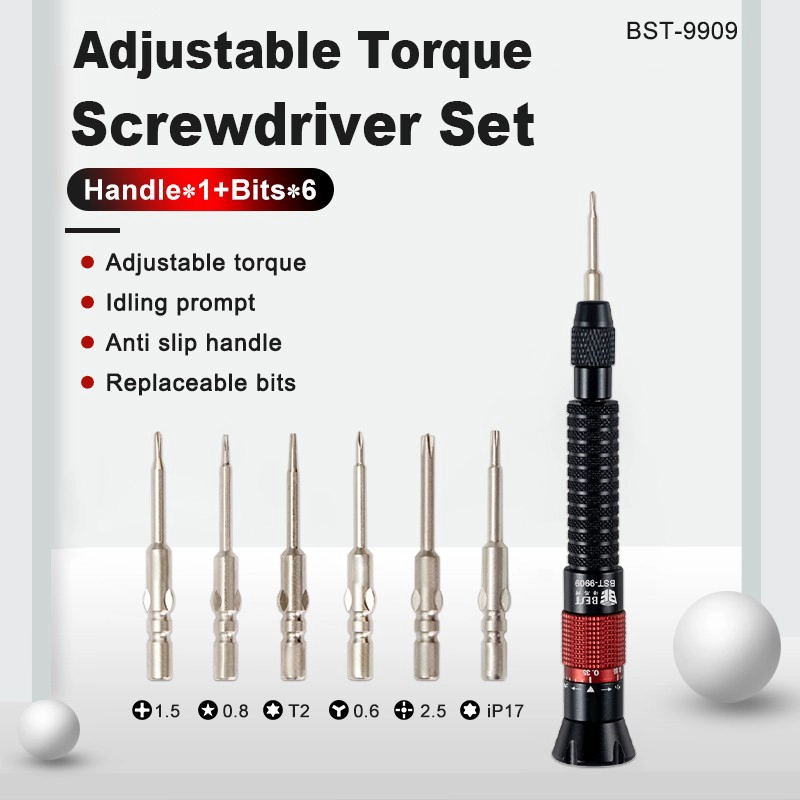 Fabricante de ferramentas de reparo de fábrica na China BST-9909 Conjunto de chave de fenda de torque ajustável Chaves de fenda de ferramentas de reparo de telefone celular