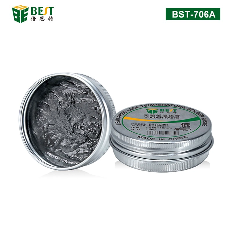 BST-706A 50 g bleifreie Niedertemperatur-Lötpaste Sn42/Bi58 Aluminiumdose BGA-Lötpaste