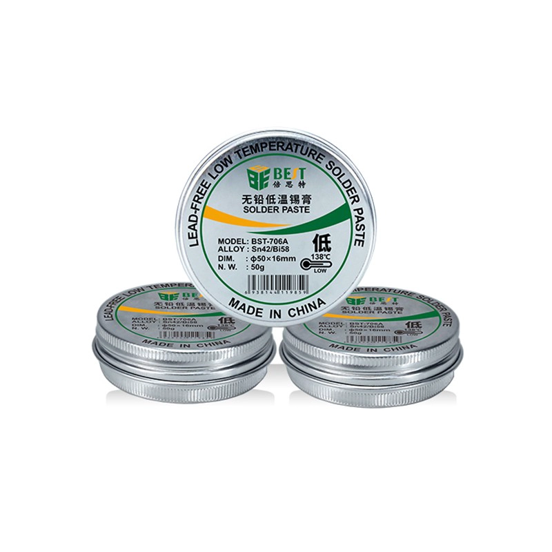 BST-706A 50 g bleifreie Niedertemperatur-Lötpaste Sn42/Bi58 Aluminiumdose BGA-Lötpaste