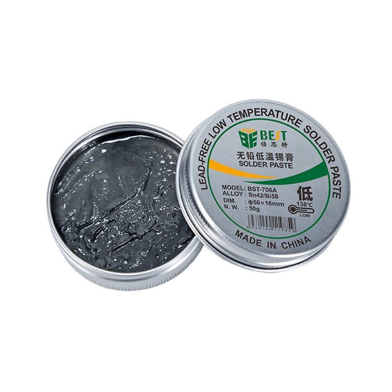 BST-706A 50 g bleifreie Niedertemperatur-Lötpaste Sn42/Bi58 Aluminiumdose BGA-Lötpaste