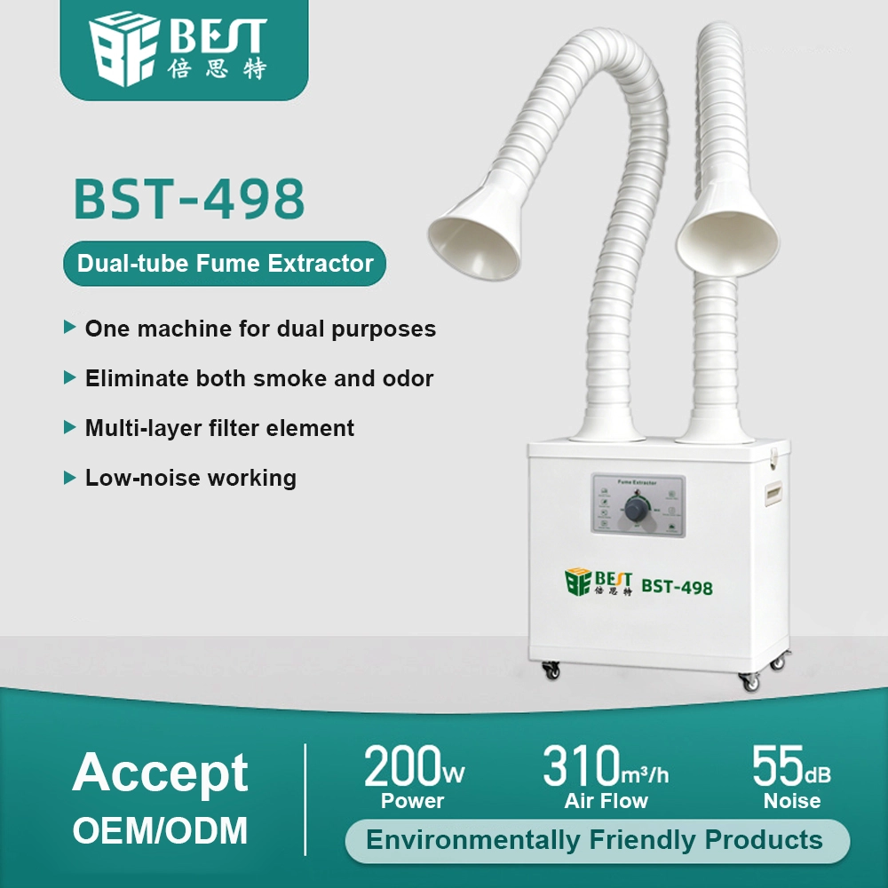 China Factory Dual-tube Design Fume Extractor Soldering Fume Purification Repair Tools Supplier BST-498