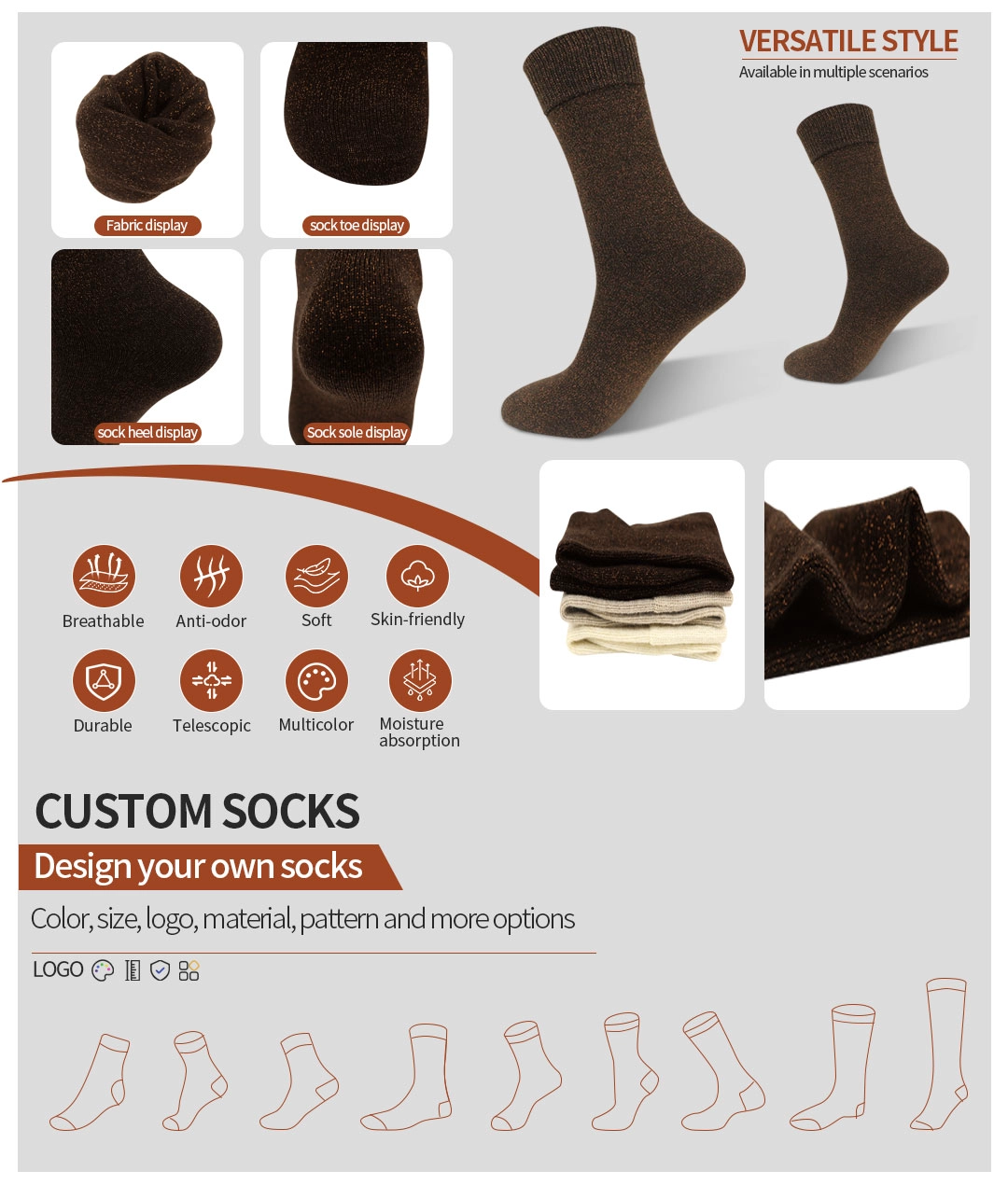 Custom logo 360° print socks low MOQ