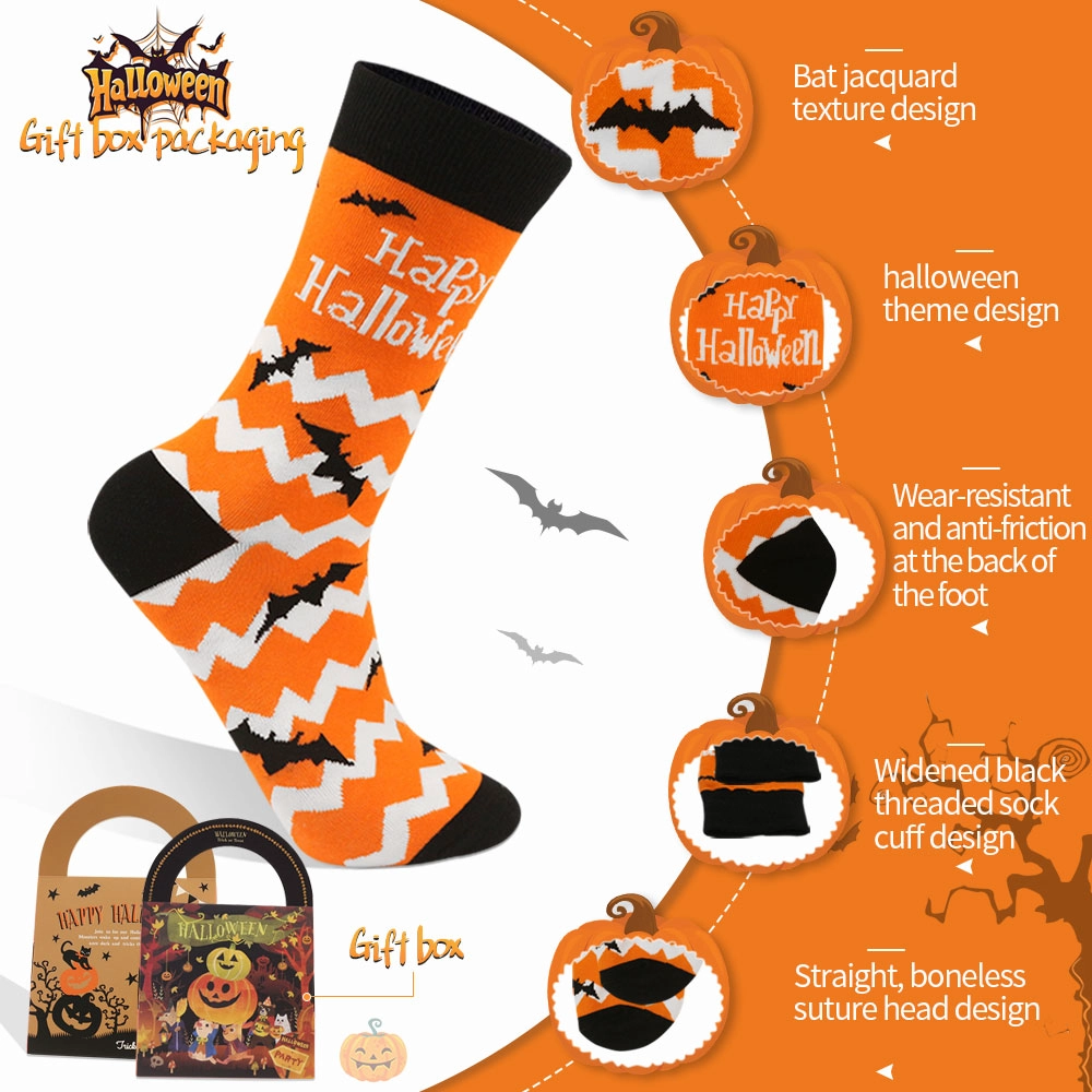 China Halloween sokken mannen en vrouwen vleermuizen spookmonsters nieuwigheidsgeschenken bemanningssokken kerstcadeaus fabrikant