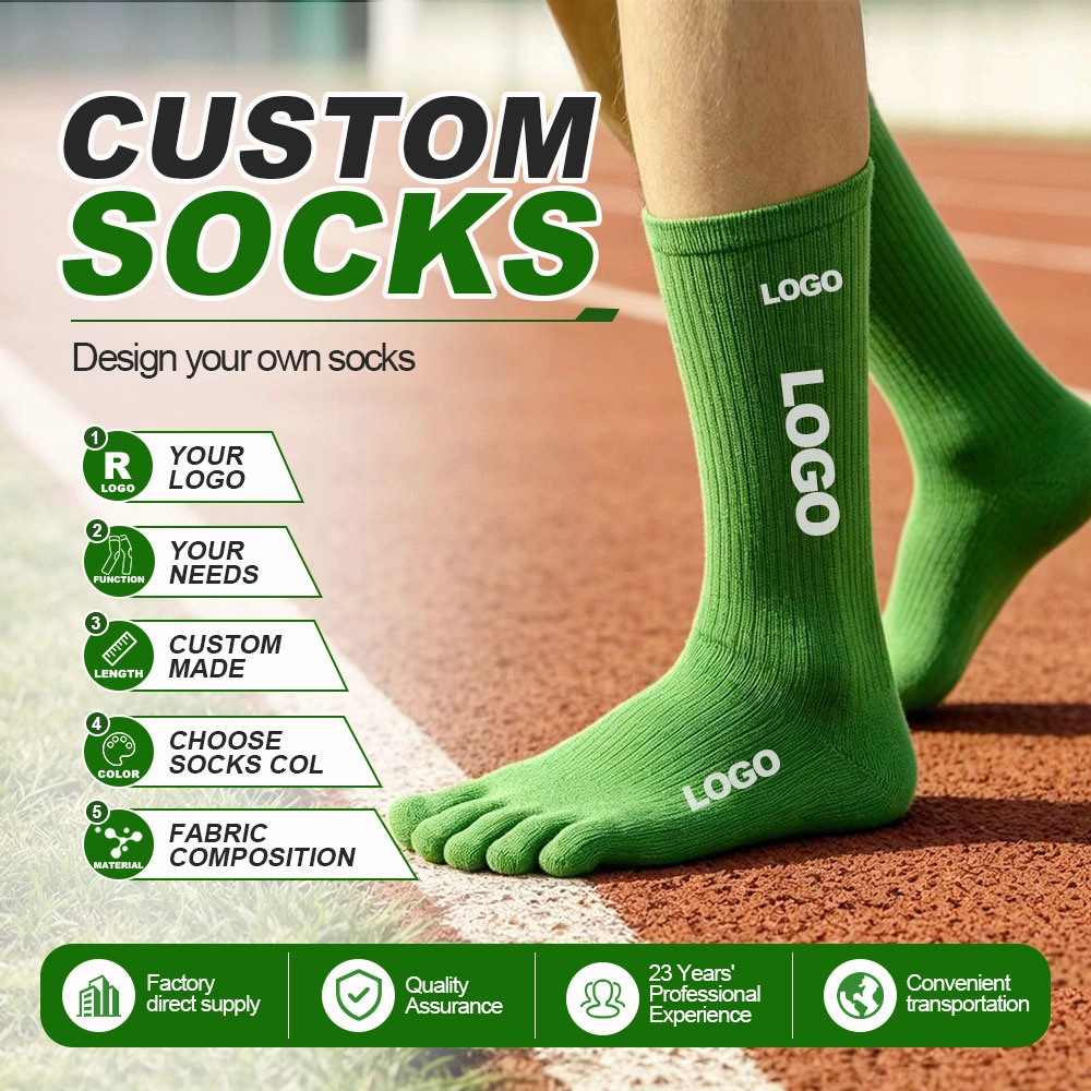 Chine Chaussettes personnalisées en gros à 5 orteils, chaussettes personnelles en coton à cinq doigts, pour sport, course à pied, décontractées fabricant