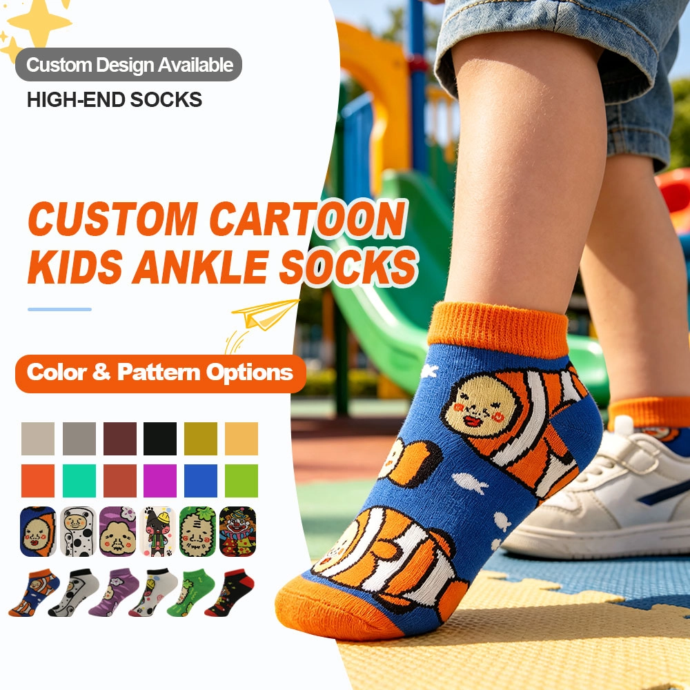 Chine Chaussettes courtes pour enfants avec motif de poisson-clown, couleurs personnalisées, en coton respirant et mignon. fabricant