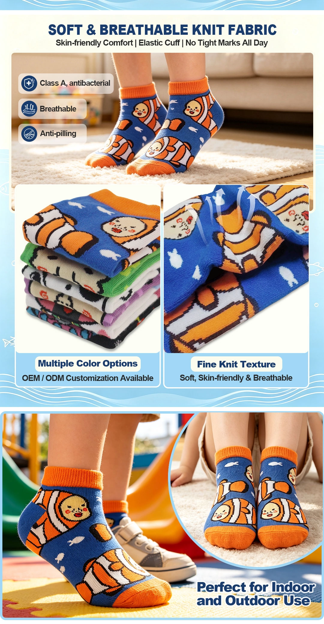 Usine de chaussettes pour enfants en pur coton à bas prix, chaussettes de sol personnalisées avec logo, faible quantité minimale de commande, vente en gros de chaussettes pour enfants - Chine Chaussettes de sol pour enfants avec logo personnalisé, faible quantité minimale de commande