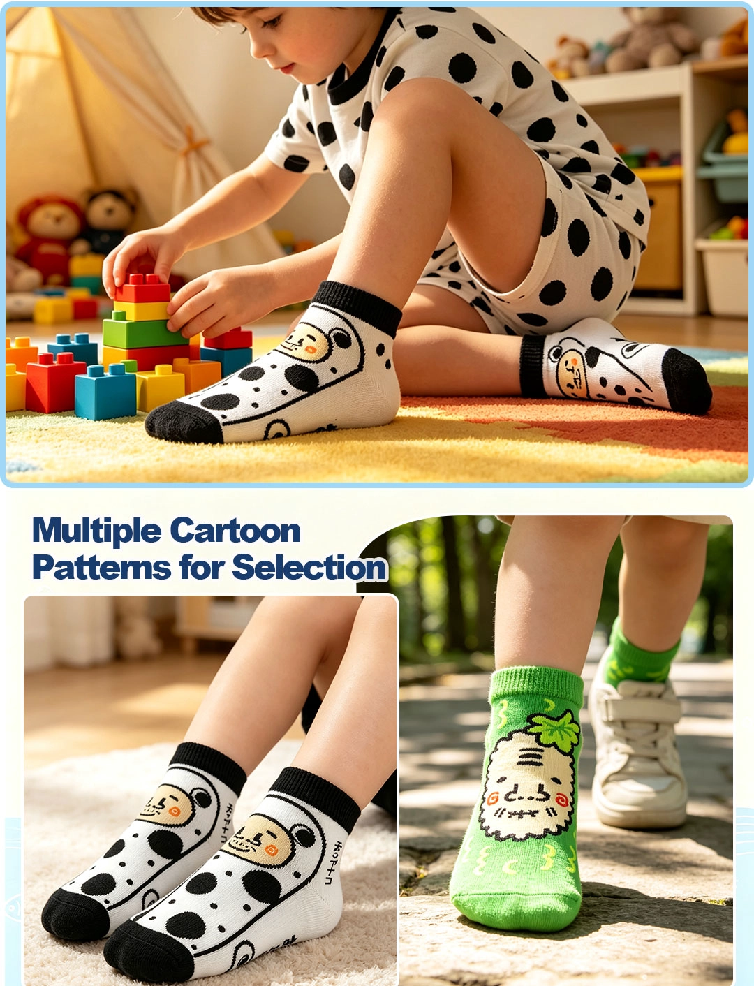Usine de chaussettes pour enfants en pur coton à bas prix, chaussettes de sol personnalisées avec logo, faible quantité minimale de commande, vente en gros de chaussettes pour enfants - Chine Chaussettes pour enfants en gros - Chine