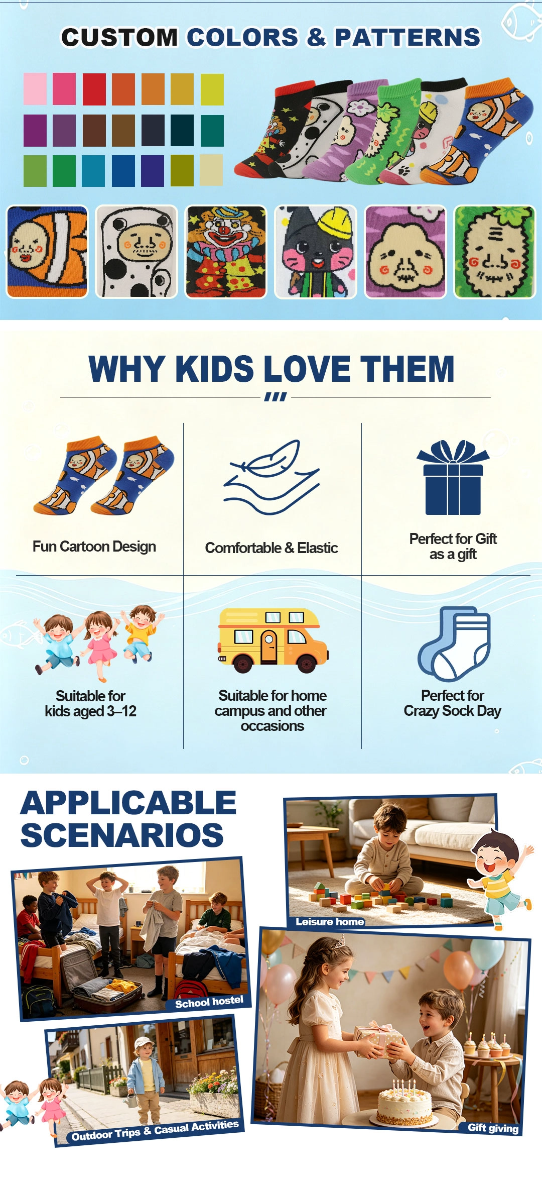 Usine de chaussettes pour enfants en pur coton à bas prix, chaussettes de sol personnalisées avec logo, faible quantité minimale de commande, vente en gros de chaussettes pour enfants - Chine Chaussettes de sol pour enfants avec logo personnalisé, faible quantité minimale de commande (Chine)